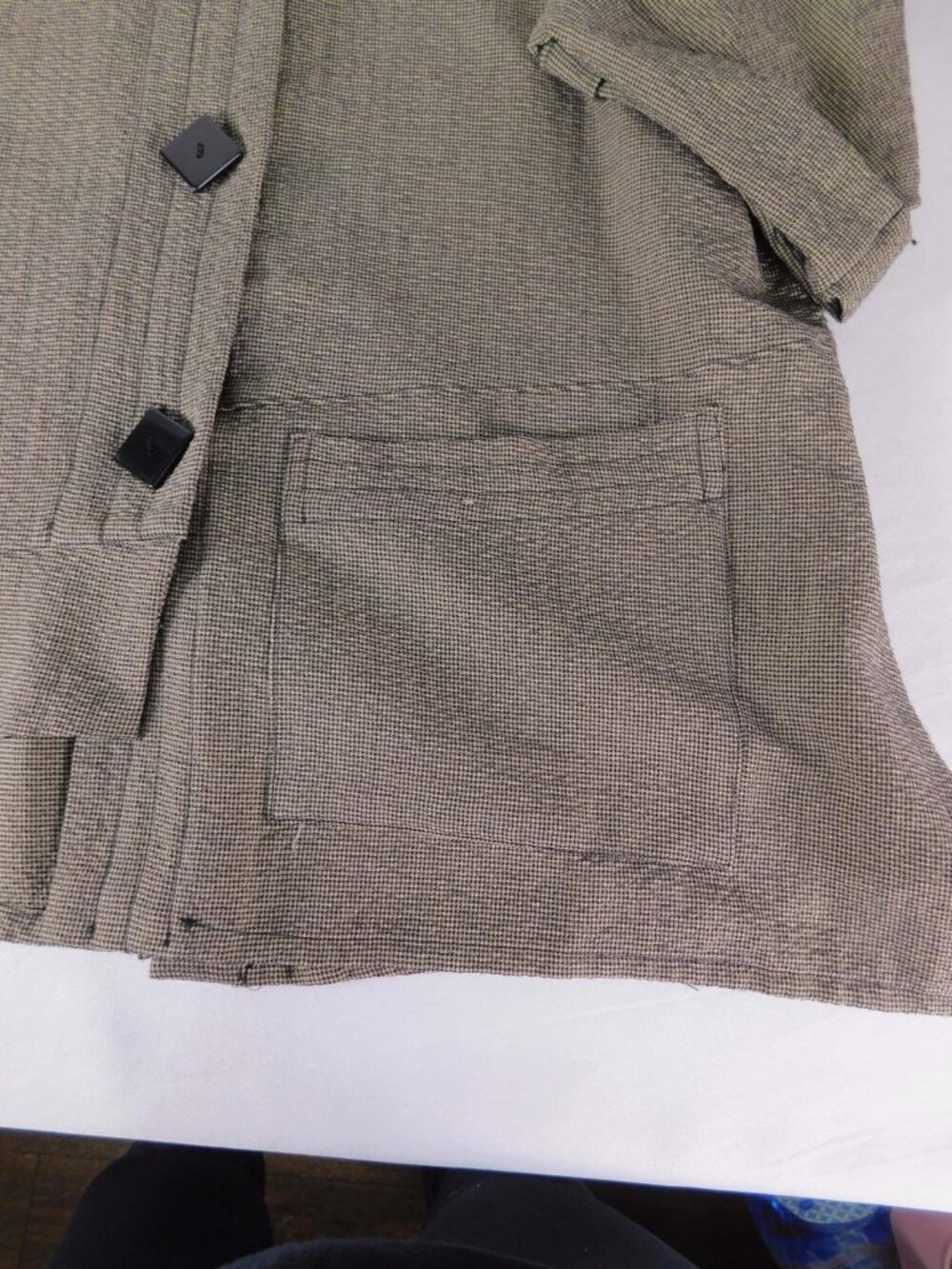 Moonlight Blazer Womens M Beige Check 3/4 Sleeve Button Front Pockets Jacket - Picture 3 of 12